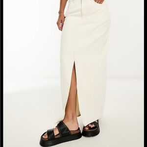 Mango front split denim maxi skirt